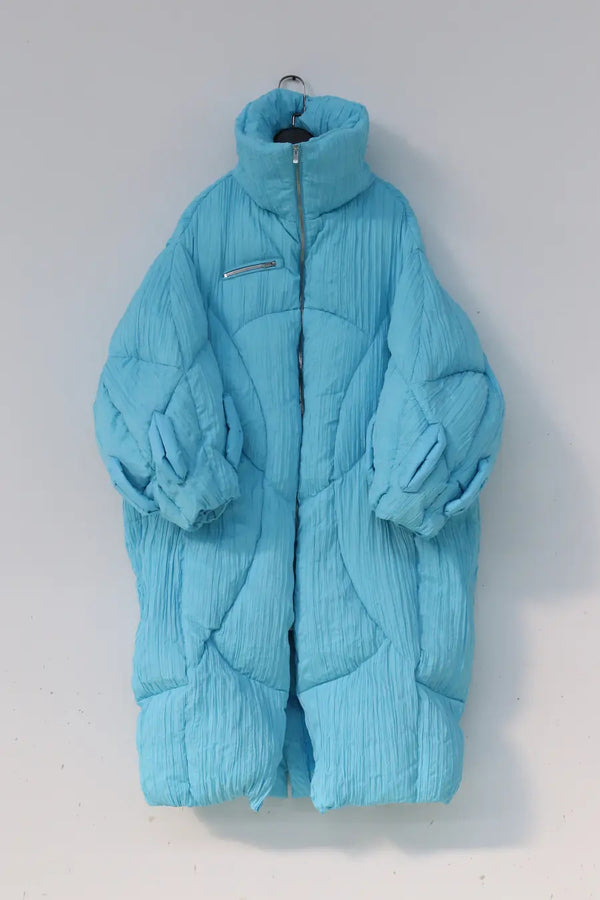 CHENPENG blue drawstring egg-shaped down coat CP20AWJ003